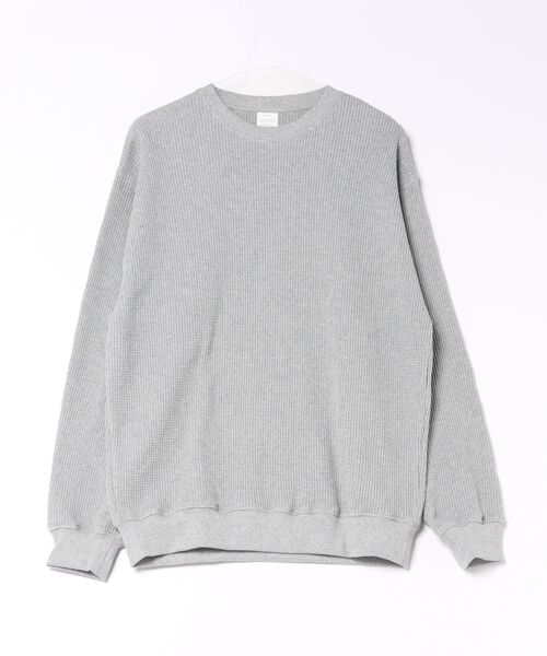 ADPOSION(アドポーション)の「【SEABEES/シービーズ】THERMAL WAFFLE CREWNECK T-SHIRT / サーマルワッフルクルーネックTシャツ(Tシャツ/カットソー・メンズ・グレー/アイボリー/チャコールグレー/ブラック/スモークピンク・LARGE/MEDIUM/SMALL)」の4枚目の写真