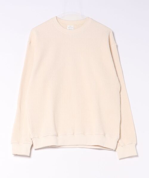 ADPOSION(アドポーション)の「【SEABEES/シービーズ】THERMAL WAFFLE CREWNECK T-SHIRT / サーマルワッフルクルーネックTシャツ(Tシャツ/カットソー・メンズ・グレー/アイボリー/チャコールグレー/ブラック/スモークピンク・LARGE/MEDIUM/SMALL)」の2枚目の写真