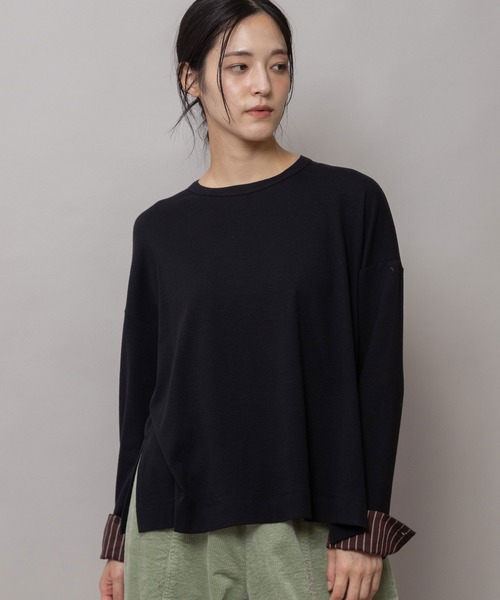 Munich（ミューニック）の「ウールミックスジャージ×ストライプカフス プルオーバー（Tシャツ/カットソー・レディース・ブラウン/ブラック・FREE）」の10枚目の写真