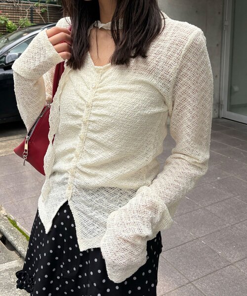 CIAOPANIC（チャオパニック）の「チョーカーデザインレーストップス（Tシャツ/カットソー・レディース・アイボリー/ブラック/ホワイト・ONE SIZE）」の12枚目の写真