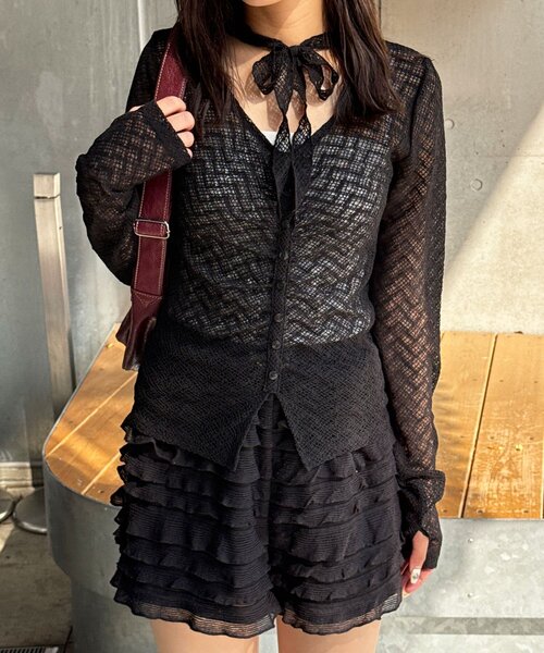 CIAOPANIC（チャオパニック）の「チョーカーデザインレーストップス（Tシャツ/カットソー・レディース・アイボリー/ブラック/ホワイト・ONE SIZE）」の22枚目の写真