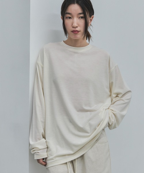 feepur(フェピュール)の「セミシアーオーバーロンTee(Tシャツ/カットソー・レディース・チャコールグレー/アイボリー/グレー・MEDIUM)」の9枚目の写真