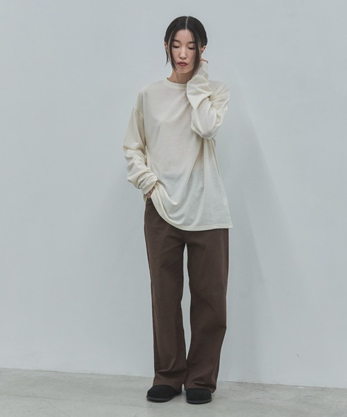 feepur(フェピュール)の「セミシアーオーバーロンTee(Tシャツ/カットソー・レディース・チャコールグレー/アイボリー/グレー・MEDIUM)」の12枚目の写真