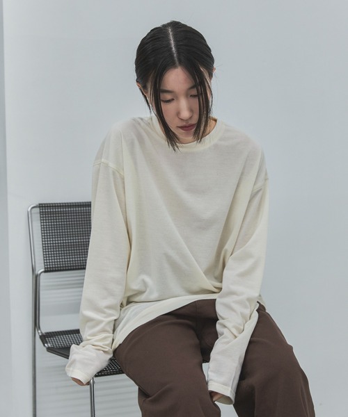 feepur(フェピュール)の「セミシアーオーバーロンTee(Tシャツ/カットソー・レディース・チャコールグレー/アイボリー/グレー・MEDIUM)」の15枚目の写真