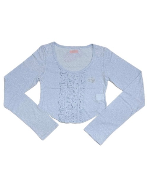 lilLilly(リルリリー)の「マーブルフリルトップス(Tシャツ/カットソー・レディース・ホワイト/ピンク/ブルー・FREE)」の2枚目の写真