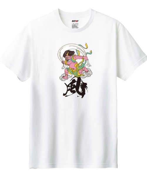 NIPOP(ニポップ)の「NIPOP(ニポップ) 半袖Tシャツ 風神 和 イラスト プリント インバウンド お土産 トップス カットソー メンズ ユニセックス(Tシャツ/カットソー・メンズ・ブラック系1/ホワイト系3/ホワイト系1/ブラック系2/ブラック系3/ホワイト系2・XL/L/M/S/XS)」の2枚目の写真