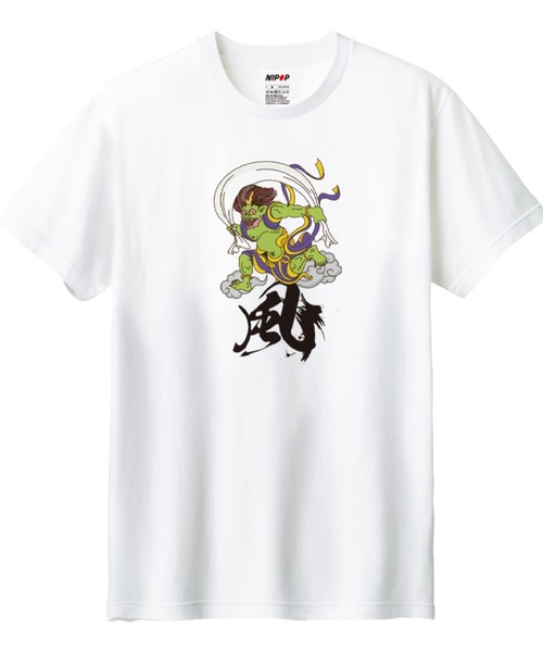 NIPOP(ニポップ)の「NIPOP(ニポップ) 半袖Tシャツ 風神 和 イラスト プリント インバウンド お土産 トップス カットソー メンズ ユニセックス(Tシャツ/カットソー・メンズ・ブラック系1/ホワイト系3/ホワイト系1/ブラック系2/ブラック系3/ホワイト系2・XL/L/M/S/XS)」の1枚目の写真