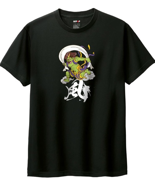 NIPOP(ニポップ)の「NIPOP(ニポップ) 半袖Tシャツ 風神 和 イラスト プリント インバウンド お土産 トップス カットソー メンズ ユニセックス(Tシャツ/カットソー・メンズ・ブラック系1/ホワイト系3/ホワイト系1/ブラック系2/ブラック系3/ホワイト系2・XL/L/M/S/XS)」の6枚目の写真