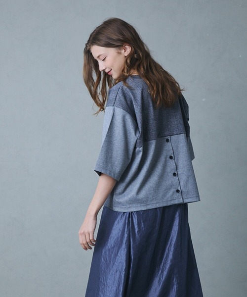 etre relie(エトレリー)の「グレンチェックTシャツ(Tシャツ/カットソー・レディース・グレー/チャコールグレー・MEDIUM)」の5枚目の写真