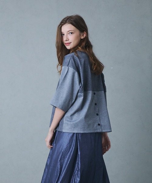 etre relie(エトレリー)の「グレンチェックTシャツ(Tシャツ/カットソー・レディース・グレー/チャコールグレー・MEDIUM)」の6枚目の写真