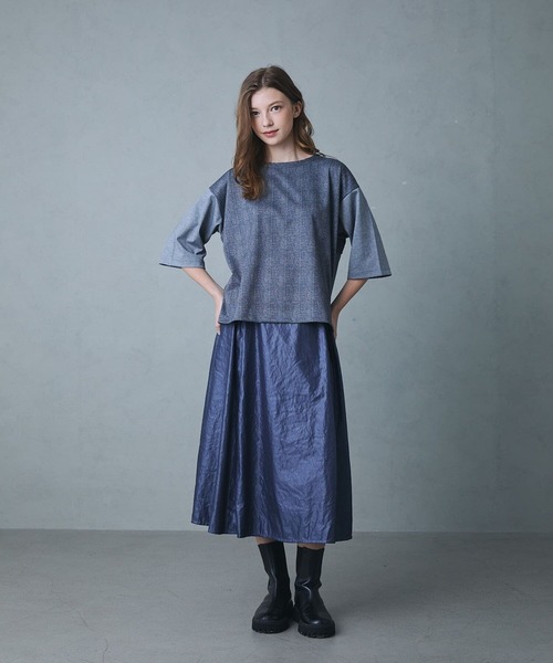 etre relie(エトレリー)の「グレンチェックTシャツ(Tシャツ/カットソー・レディース・グレー/チャコールグレー・MEDIUM)」の14枚目の写真