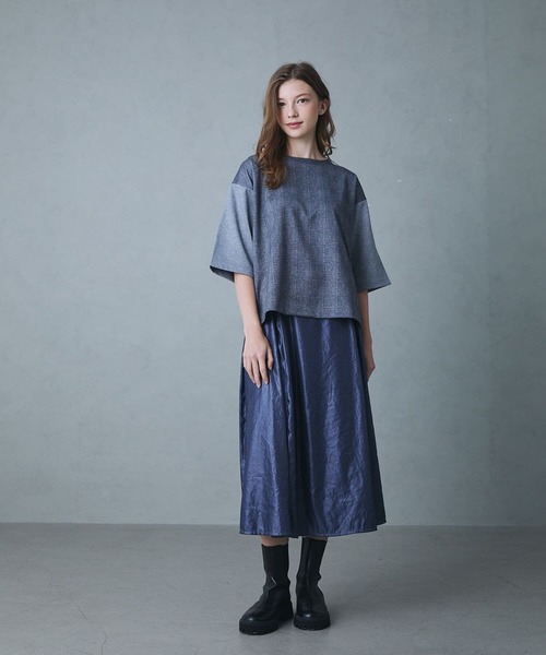 etre relie(エトレリー)の「グレンチェックTシャツ(Tシャツ/カットソー・レディース・グレー/チャコールグレー・MEDIUM)」の15枚目の写真