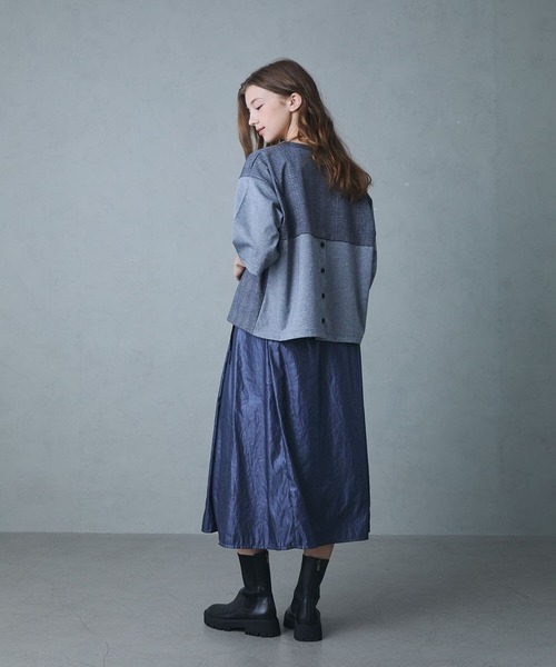 etre relie(エトレリー)の「グレンチェックTシャツ(Tシャツ/カットソー・レディース・グレー/チャコールグレー・MEDIUM)」の17枚目の写真