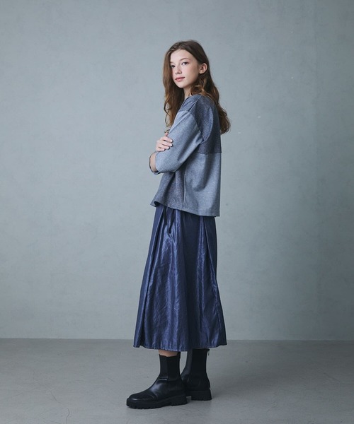 etre relie(エトレリー)の「グレンチェックTシャツ(Tシャツ/カットソー・レディース・グレー/チャコールグレー・MEDIUM)」の18枚目の写真