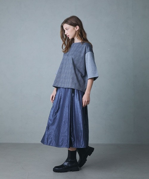etre relie(エトレリー)の「グレンチェックTシャツ(Tシャツ/カットソー・レディース・グレー/チャコールグレー・MEDIUM)」の19枚目の写真