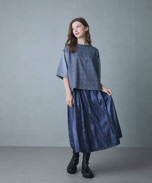 etre relie(エトレリー)の「グレンチェックTシャツ(Tシャツ/カットソー・レディース・グレー/チャコールグレー・MEDIUM)」の7枚目の写真