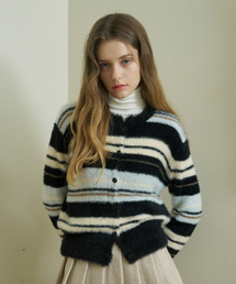 Color Scheme Striped Knit Cardigan (Black)