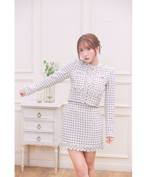 MISTREASS(ミストレアス)の「Summer Tweed Jacket & MiniSkirt Set(セットアップ・レディース・オフホワイト・FREE)」の3枚目の写真