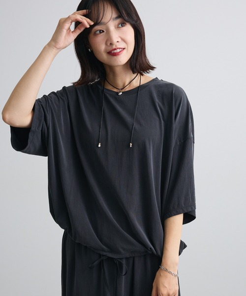 Green Parks(グリーンパークス)の「サンドウォッシュ加工とろみカットプルオーバー(Tシャツ/カットソー・レディース・グレー/ブラウン/ブラック・FREE)」の2枚目の写真