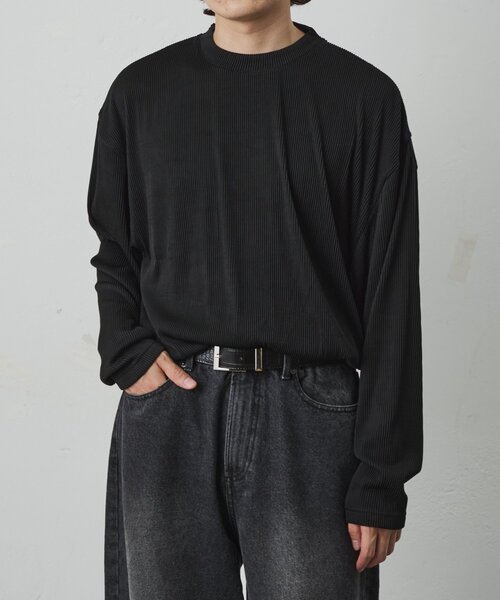COLONY 2139(コロニートゥーワンスリーナイン)の「ストレッチプリーツ長袖T(Tシャツ/カットソー・メンズ・グレー/ネイビー/ブラック/ブラウン・MEDIUM/LARGE)」の5枚目の写真