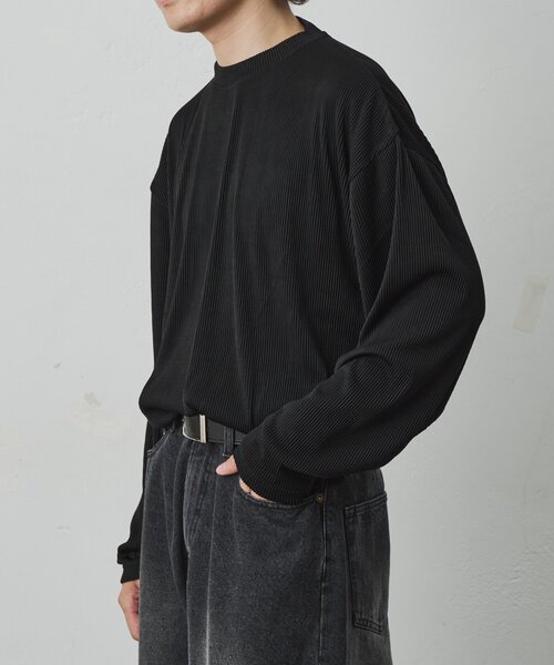COLONY 2139(コロニートゥーワンスリーナイン)の「ストレッチプリーツ長袖T(Tシャツ/カットソー・メンズ・グレー/ネイビー/ブラック/ブラウン・MEDIUM/LARGE)」の6枚目の写真