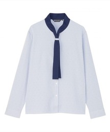 TOKYO SHIRTS | 【吸水速乾】【COFREX】 配色ボウタイ ブラウス 長袖 レディースデザインシャツ(シャツ/ブラウス)