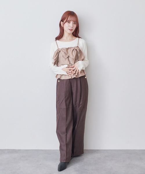 archives(アルシーヴ)の「ダブルリボンペプラムビスチェ×リブニットPO SET(アンサンブル・レディース・ブラック/ベージュ/ブラウン・MEDIUM)」の8枚目の写真