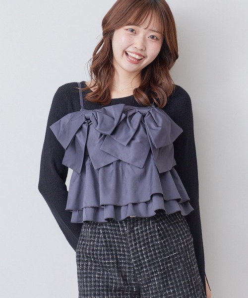 archives(アルシーヴ)の「ダブルリボンペプラムビスチェ×リブニットPO SET(アンサンブル・レディース・ブラック/ベージュ/ブラウン・MEDIUM)」の20枚目の写真