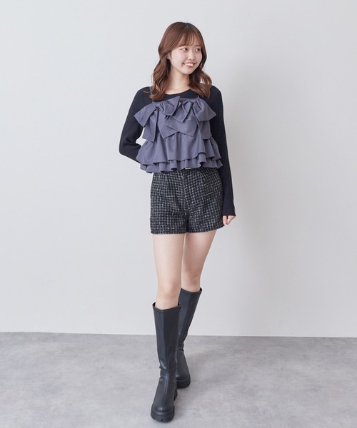 archives(アルシーヴ)の「ダブルリボンペプラムビスチェ×リブニットPO SET(アンサンブル・レディース・ブラック/ベージュ/ブラウン・MEDIUM)」の22枚目の写真
