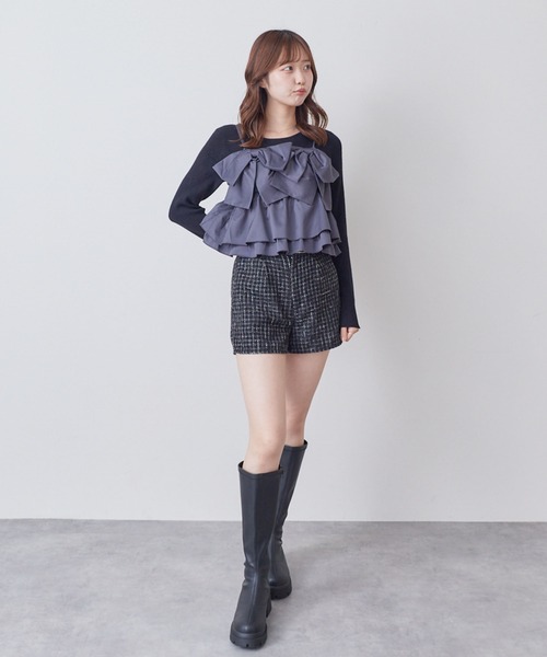 archives(アルシーヴ)の「ダブルリボンペプラムビスチェ×リブニットPO SET(アンサンブル・レディース・ブラック/ベージュ/ブラウン・MEDIUM)」の15枚目の写真