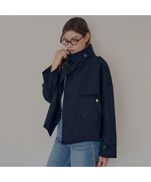 SLOWLOLLI（スローローリ）の「High neck half jacket_2 Colors（その他アウター・レディース・ベージュ/ネイビー・FREE）」の2枚目の写真