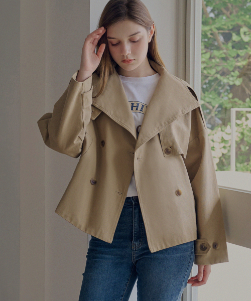 SLOWLOLLI（スローローリ）の「High neck half jacket_2 Colors（その他アウター・レディース・ベージュ/ネイビー・FREE）」の3枚目の写真