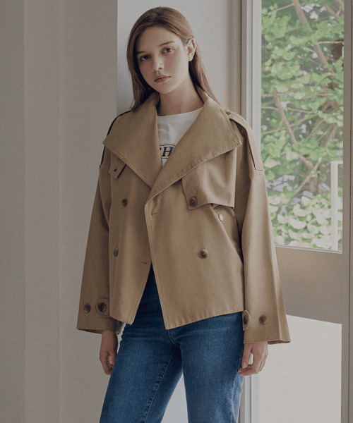 SLOWLOLLI（スローローリ）の「High neck half jacket_2 Colors（その他アウター・レディース・ベージュ/ネイビー・FREE）」の5枚目の写真