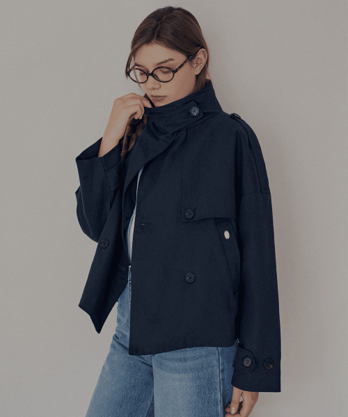 SLOWLOLLI（スローローリ）の「High neck half jacket_2 Colors（その他アウター・レディース・ベージュ/ネイビー・FREE）」の7枚目の写真