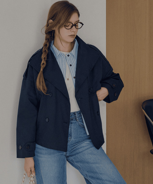 SLOWLOLLI（スローローリ）の「High neck half jacket_2 Colors（その他アウター・レディース・ベージュ/ネイビー・FREE）」の8枚目の写真
