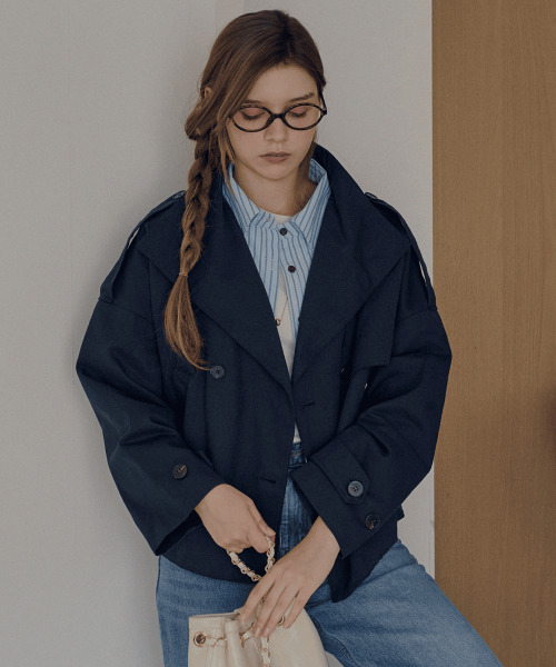 SLOWLOLLI（スローローリ）の「High neck half jacket_2 Colors（その他アウター・レディース・ベージュ/ネイビー・FREE）」の9枚目の写真
