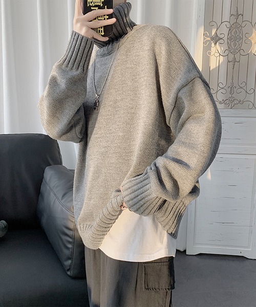 BENDER TOKYO（ベンダートウキョウ）の「【26AW新色追加】【13色展開】BENDER TOKYO ルーズシルエット リブ タートルネックニット プルオーバー［ユニセックス］（ニット/セーター・メンズ・ホワイト/ホワイト系その他/ブラック/ブラック系その他/グレー/チャコール/ブラウン/ベージュ/グリーン/カーキ/ブルー/イエロー/レッド・M/L/XL/2XL）」の5枚目の写真