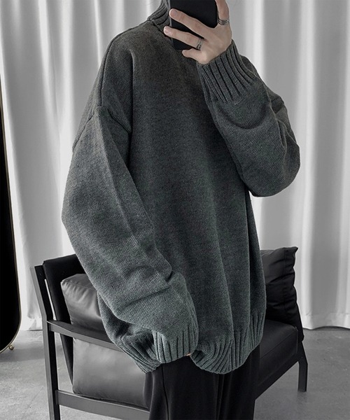 BENDER TOKYO（ベンダートウキョウ）の「【26AW新色追加】【13色展開】BENDER TOKYO ルーズシルエット リブ タートルネックニット プルオーバー［ユニセックス］（ニット/セーター・メンズ・ホワイト/ホワイト系その他/ブラック/ブラック系その他/グレー/チャコール/ブラウン/ベージュ/グリーン/カーキ/ブルー/イエロー/レッド・M/L/XL/2XL）」の6枚目の写真