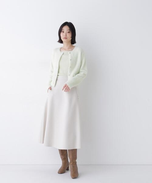 NATURAL BEAUTY BASIC(ナチュラルビューティーベーシック)の「圧縮ジャージースカートシリーズ フレアスカート(スカート・レディース・ベージュ/チャコールグレー/オフホワイト・MEDIUM/SMALL/LARGE)」の10枚目の写真