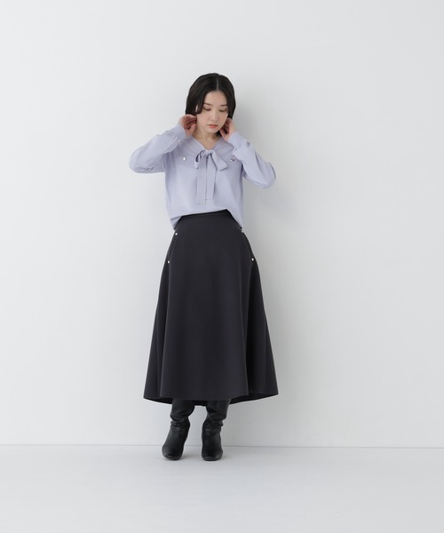 NATURAL BEAUTY BASIC(ナチュラルビューティーベーシック)の「圧縮ジャージースカートシリーズ フレアスカート(スカート・レディース・ベージュ/チャコールグレー/オフホワイト・MEDIUM/SMALL/LARGE)」の18枚目の写真