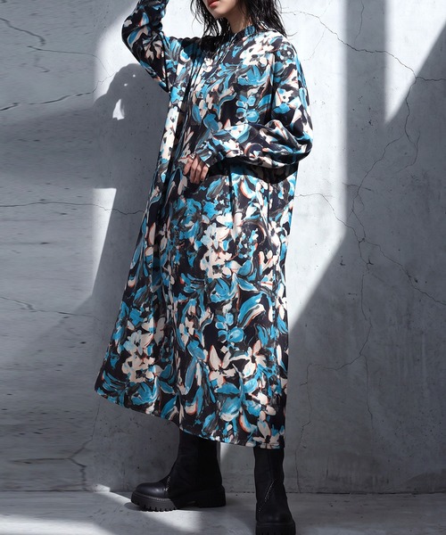 antiqua（アンティカ）の「花柄 ロングワンピース（ワンピース・レディース・ブルー系その他・ONESIZE）」の10枚目の写真