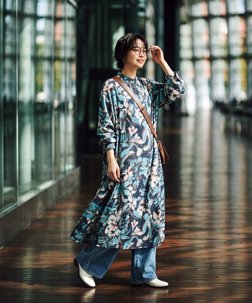 antiqua（アンティカ）の「花柄 ロングワンピース（ワンピース・レディース・ブルー系その他・ONESIZE）」の3枚目の写真