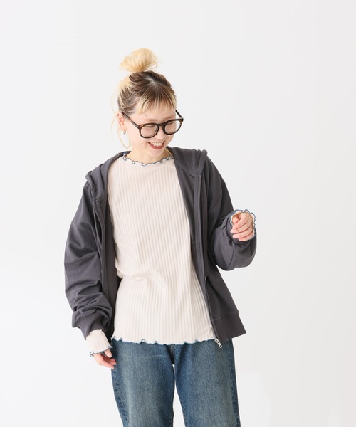 HEART MARKET(ハートマーケット)の「クルー配色メローインナー(Tシャツ/カットソー・レディース・ブラック/ピンク/ナチュラル/ブラック系/ブルー/チャコール/グレー/ホワイト系/イエロー/ホワイト・MEDIUM/LL/LARGE)」の13枚目の写真