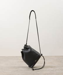 waku ワク / 『KURO』Series 巾着レザーショルダーバッグS 牛革 / WK-0118