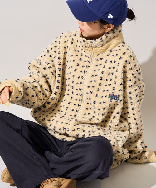 FREAK'S STORE(フリークスストア)の「限定展開 FREAK'S STORE OUTDOORS ジャガード ボア ジップ ブルゾン(その他アウター・レディース・ブラウン/ダークネイビー/ブルー/ネイビー/ナチュラル・フリ-)」の3枚目の写真