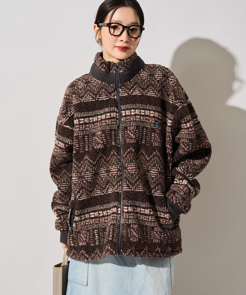 FREAK'S STORE(フリークスストア)の「限定展開 FREAK'S STORE OUTDOORS ジャガード ボア ジップ ブルゾン(その他アウター・レディース・ブラウン/ダークネイビー/ブルー/ネイビー/ナチュラル・フリ-)」の6枚目の写真