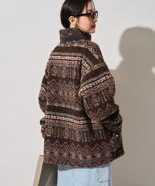 FREAK'S STORE(フリークスストア)の「限定展開 FREAK'S STORE OUTDOORS ジャガード ボア ジップ ブルゾン(その他アウター・レディース・ブラウン/ダークネイビー/ブルー/ネイビー/ナチュラル・フリ-)」の9枚目の写真