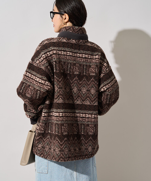 FREAK'S STORE(フリークスストア)の「限定展開 FREAK'S STORE OUTDOORS ジャガード ボア ジップ ブルゾン(その他アウター・レディース・ブラウン/ダークネイビー/ブルー/ネイビー/ナチュラル・フリ-)」の10枚目の写真