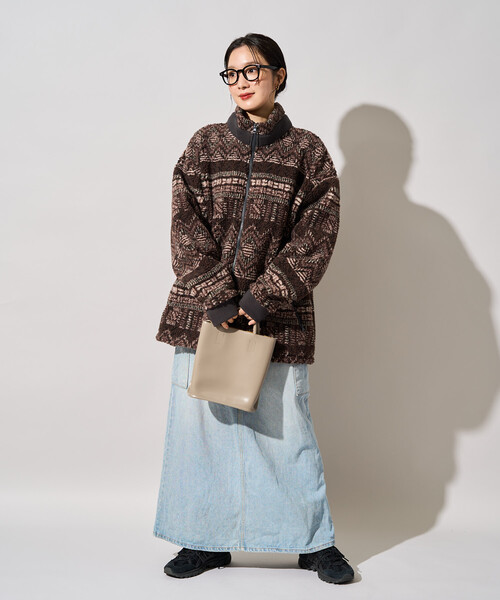 FREAK'S STORE(フリークスストア)の「限定展開 FREAK'S STORE OUTDOORS ジャガード ボア ジップ ブルゾン(その他アウター・レディース・ブラウン/ダークネイビー/ブルー/ネイビー/ナチュラル・フリ-)」の12枚目の写真
