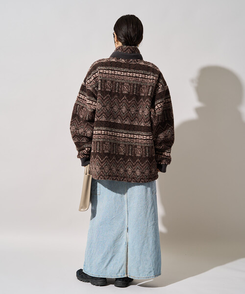 FREAK'S STORE(フリークスストア)の「限定展開 FREAK'S STORE OUTDOORS ジャガード ボア ジップ ブルゾン(その他アウター・レディース・ブラウン/ダークネイビー/ブルー/ネイビー/ナチュラル・フリ-)」の14枚目の写真